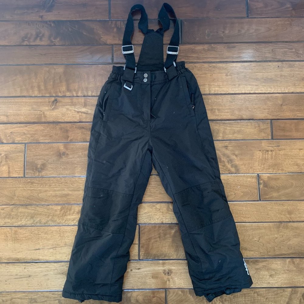 Ski Bib Pants Boys Girls Black Size M 10/12
